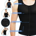 thumbnail image 4 of Mens Compression Seamless Slimming Vest Waist Trainer Tank Top Tummy Control Hide Gynecomastia Undershirt, 4 of 6