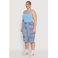 thumbnail image 3 of Womens Plus Size Daisy Denim Cargo Pocket Bermuda Shorts, 3 of 5