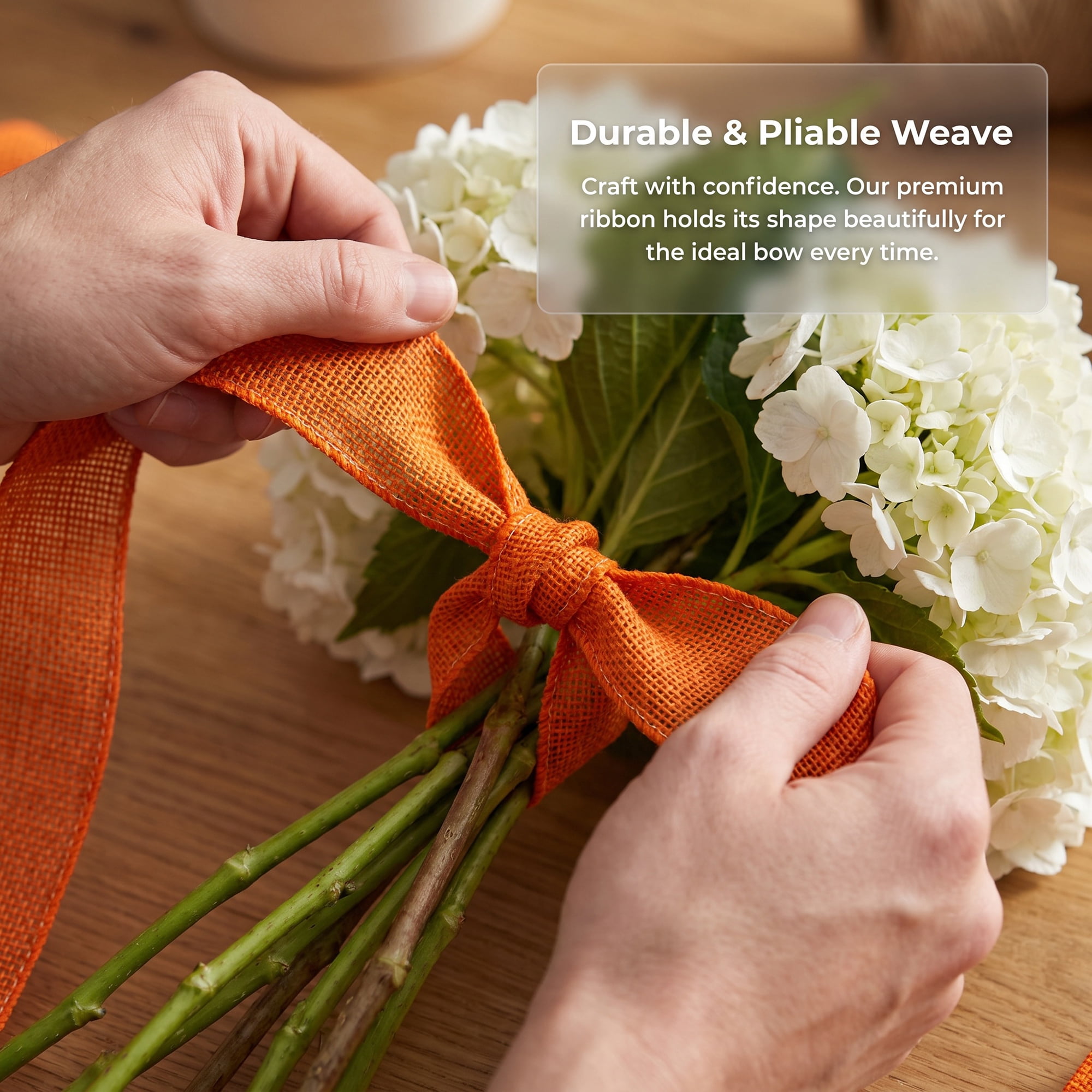 Unique Bargains Faux Burlap Ribbon for Elegant Gift Decoration Orange 4.9 Yard