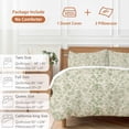 thumbnail image 6 of 3 Piece Sage Green Flowers Duvet Cover Set Twin Size,Microfiber Comforter/Quilt Cover with Corner Ties and 2 Pillowcases,Rustic Pastoral Botanical Floral Leaf All Season Bedding with Zipper Closure, 6 of 8