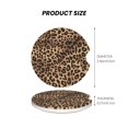 thumbnail image 2 of Round Ceramic Car Coasters 2 Pack Absorptive Clean Cork Bottom For Anti-Slip Use On Most Cars Leopard Skin Print Style Darkgreen1_4, 2 of 8