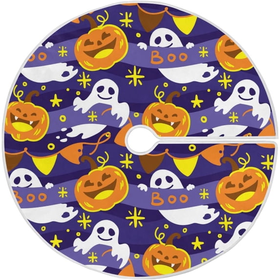 FMSHPON Halloween Pumpkin Xmas Christmas Tree Skirt Stand Mat for Holiday Party Decoration Indoor Outdoor 36 inches