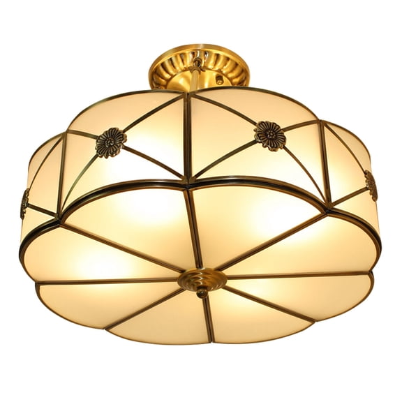 Tiffany Chandelier Stained Glass Ceiling Lights Fixture Vintage Flush Mount Lamp