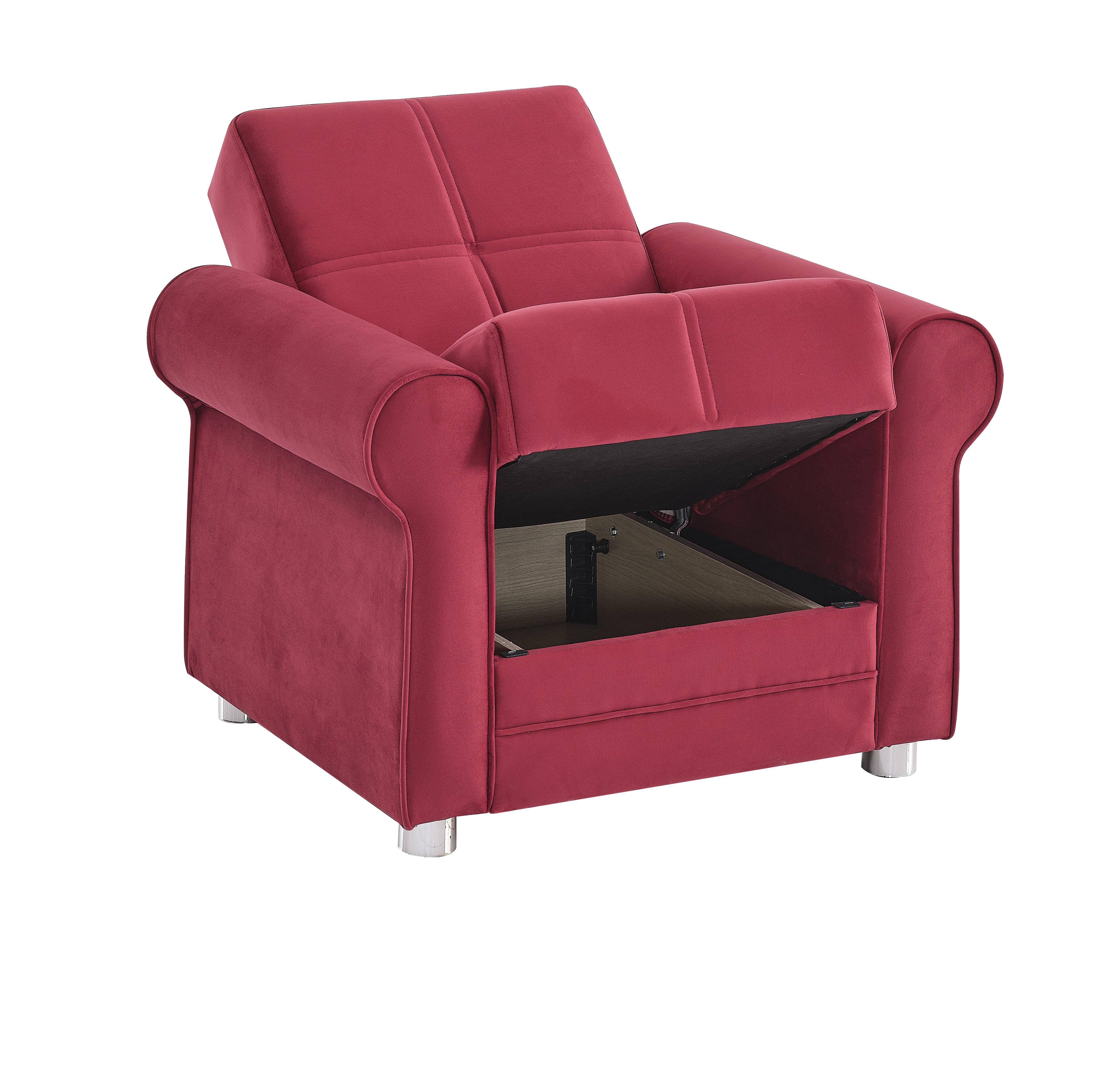 Ottomanson Convertible Accent Armchair with Hidden Storage, Firm Comfort Seating, Burgundy