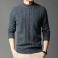 thumbnail image 2 of Suéter ajustado informal de moda para hombre, camisa de cuello redondo, jersey de punto de lana para otoño e invierno, 2 of 5