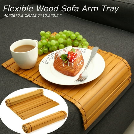

Bamboo Sofa Tray Arm Rest Snack Table Coffee Mat Desk Placemat Portable for Home