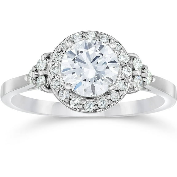 Vivid Jewelry Brilliant 1.8 Ct Round Cut Moissanite Simple Engagement Ring - 14K White Gold Plated Wedding Ring - Anniversary Gift Clearance - Anniversary Ring - Diamond Wedding Ring for Her