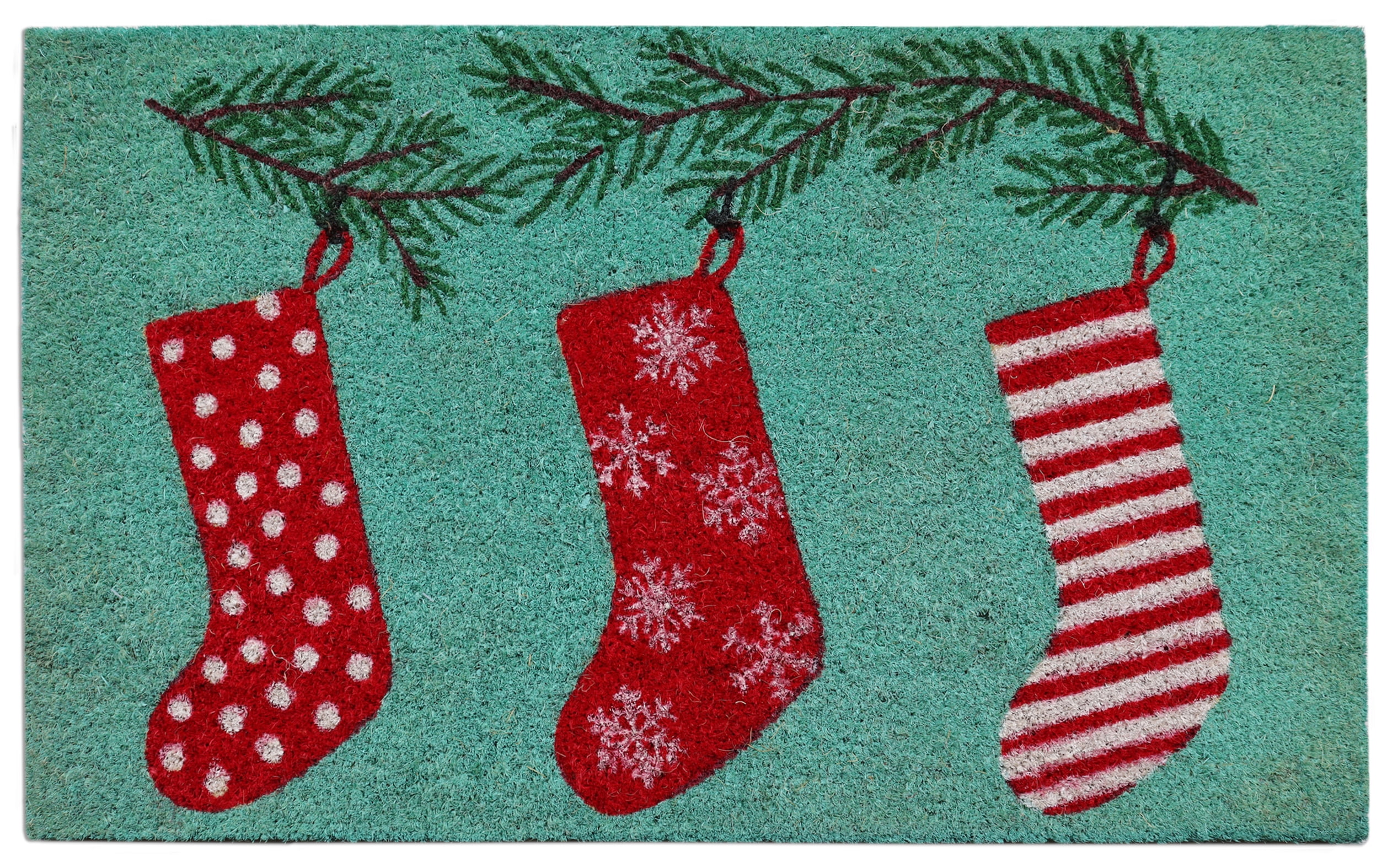 Holiday Time Christmas Stocking Coir Doormat, 18" x 30"