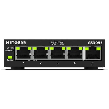 NETGEAR 5 Port Gigabit Ethernet Managed Network Switch (GS305E) - Desktop or Wall Mount, Home Network Hub, Office Ethernet Splitter, Silent Operation