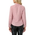 thumbnail image 3 of Camisa de manga larga con cuello alto Allegra K para mujer, estrellas metálicas, color rosa claro, 3 of 5