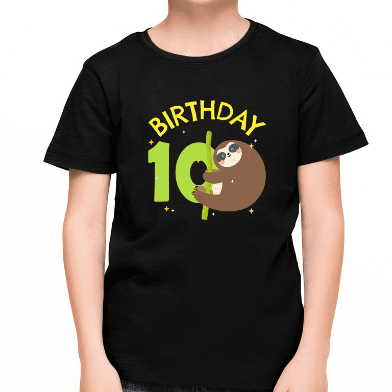 Sloth 10th Birthday Party Funny Gift T Shirt For 10 Year Old Sloth 10th Birthday Party Funny Gift T Shirt For 10 Year Old