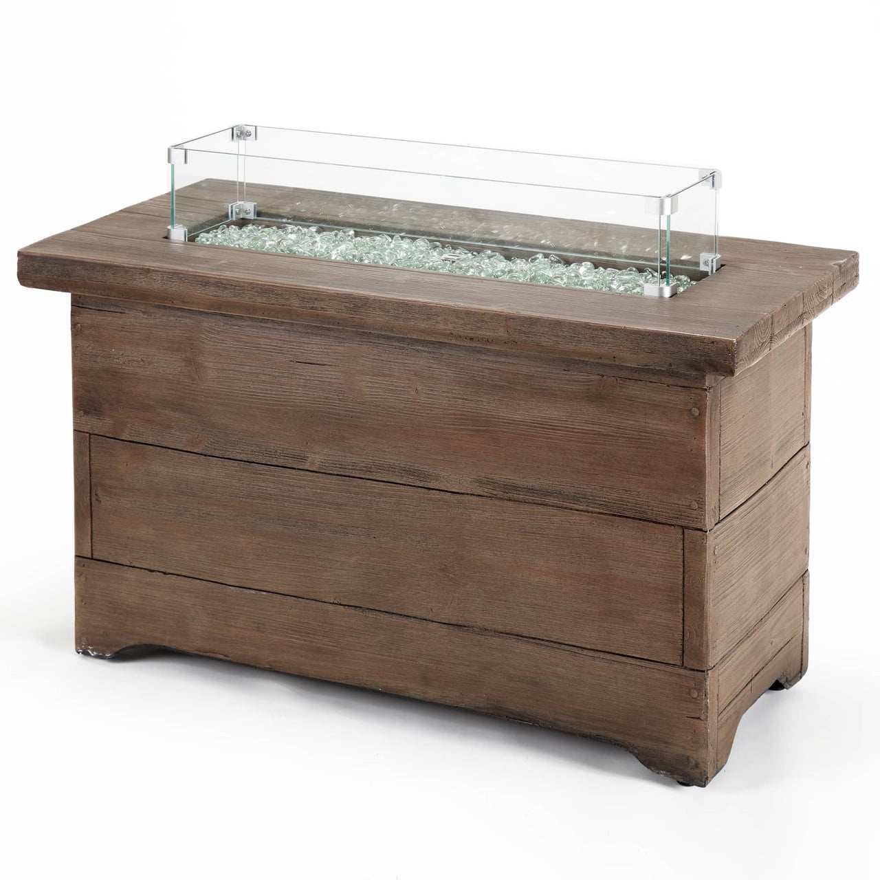 Bluegrass Living 42 Inch x 20 Inch Barnyard Rectangular MGO Propane Fire Pit Table with Glass Beads and Cover - Model# HF42603