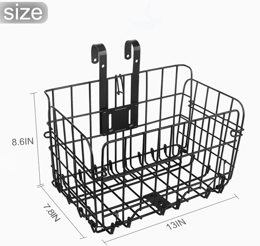 Folding Bike Basket, Lift-Off Front Bike Basket with Handles Easy Installation Rear Cargo Rack - Bicycle Bag for Mountain Bike Accessories