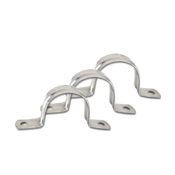 Correa de soporte para tubería de 4 piezas - Correa para tubería de acero con 2 orificios - Soporte en U resistente de 1 pulgada - Clip para tubo de tensión recubierto de zinc-40 mm