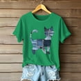 thumbnail image 2 of Sexlip Womens Swimsuit Set Patchwork Cat Print Cover Up Design Crew Neck Short Sleeve Casual Silhouette Soft Fabric for Summer Water Activities Green S, 2 of 4