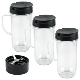 2 Pack 20 oz Cups with to Go Lids, Cross Blade and Flat Blade Replacement Set for Magic Bullet Blenders MB1001 BL0047