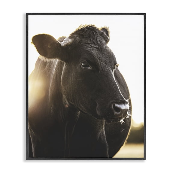 Stupell Industries Bessie The Cow Portrait Black Framed Giclee Art, design by Leah Straatsma