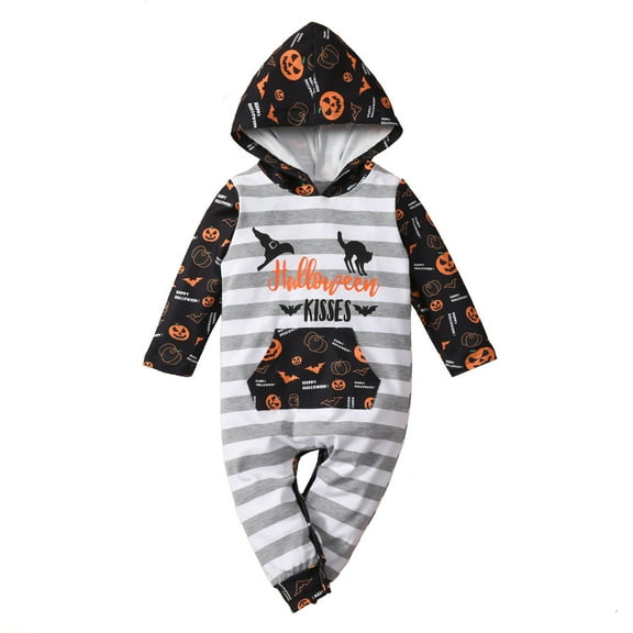 EnJoCho Kids Wedding Clothing Baby Boys Girls Hallo-ween Cartoon Hooded Romper Jumpsuit Toddler Trendy Bodysuit Party Wear Home Casual Clothing