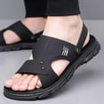 thumbnail image 5 of Genuine Leather Men's Sandals with Memory Foam Natural Cork Fashion Casual Spring And Summer Sandals Integrated Breathable Non-Slip Soft Bottom Thick Bottom Beach Sandals, 5 of 8
