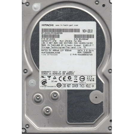 HUA722020ALA330, PN 0F10452, MLC JPK3EA, Hitachi 2TB SATA 3.5 Hard Drive