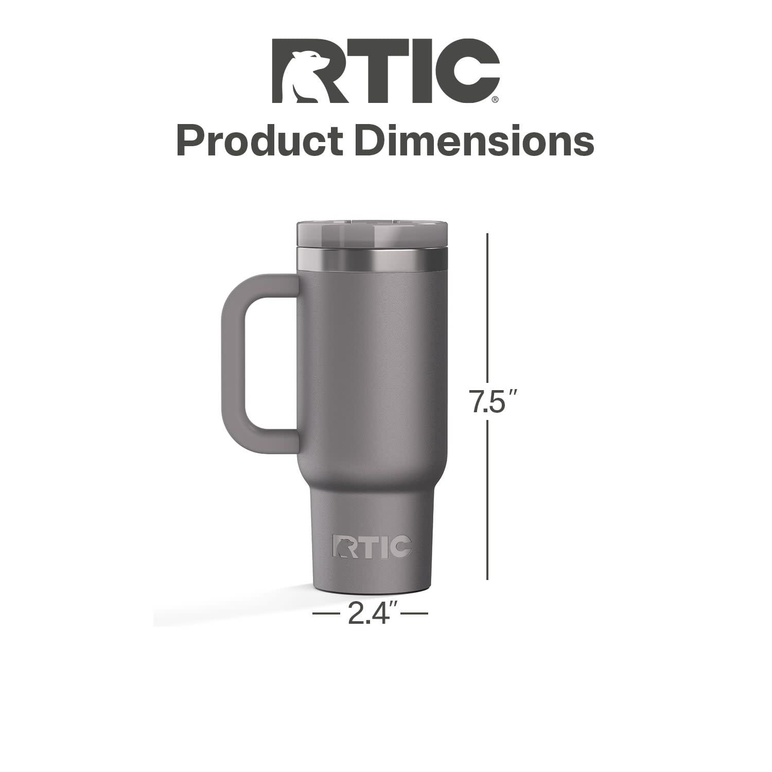 RTIC Road Trip 16 oz Leak-Proof Covered Straw Lid Ceramic Lined Tumbler, Graphite