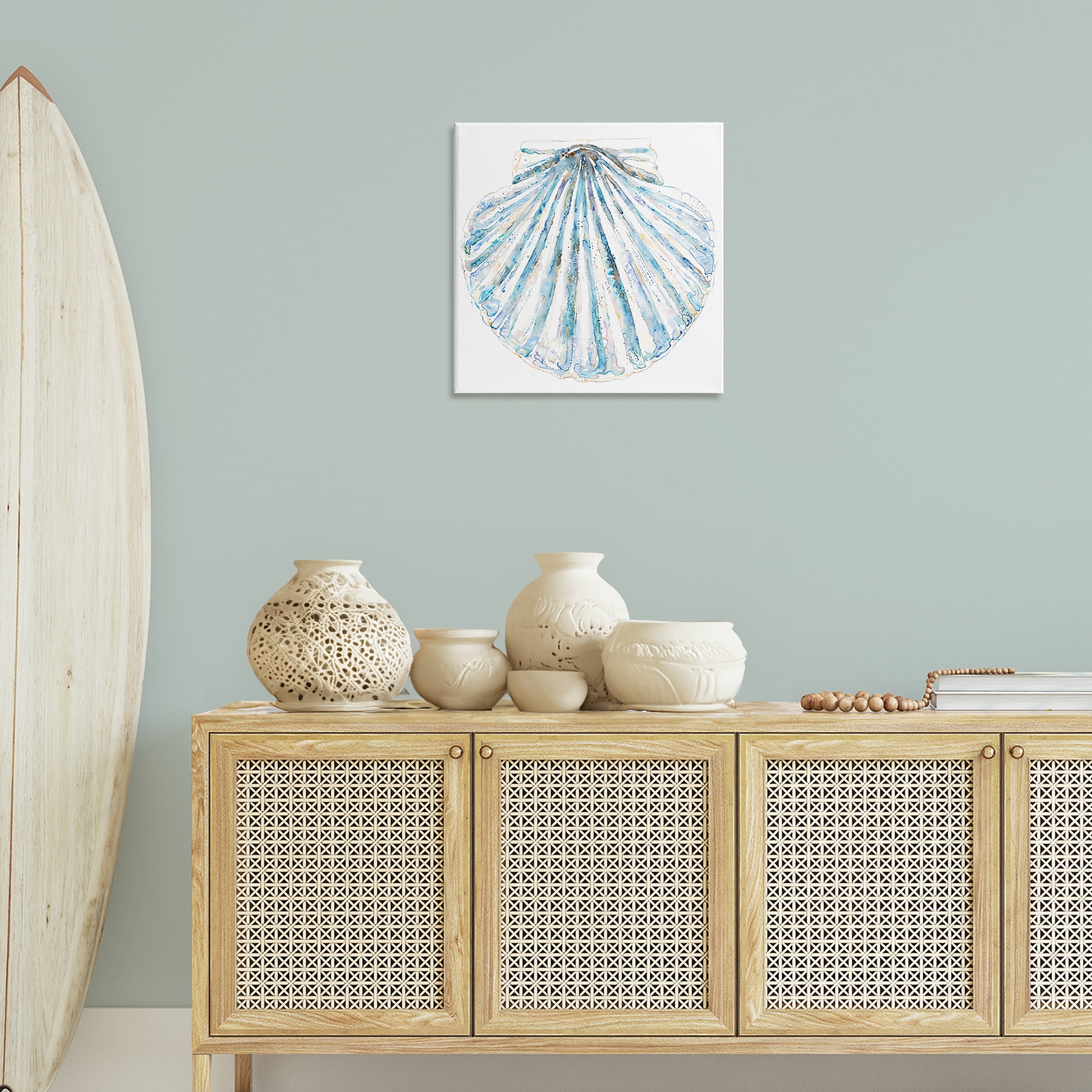 Stupell Industries Clam Shell on White Coastal Painting Gallery Wrapped Canvas Art Print Wall Art, 24 x 24