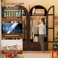 thumbnail image 3 of 71"H Arched Armoire Wardrobe Closet for Bedroom w/ Glass Door & LED Sensor Light, Wooden Wardrobe Closet Clothing Storage Cabinet w/1 Drawer & Hanging Rod, 3 of 10