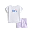 thumbnail image 4 of Wonder Nation Baby Girls Graphic Tee and Shorts Outfit Set, 6-Piece, Sizes 0M-24M, 4 of 7