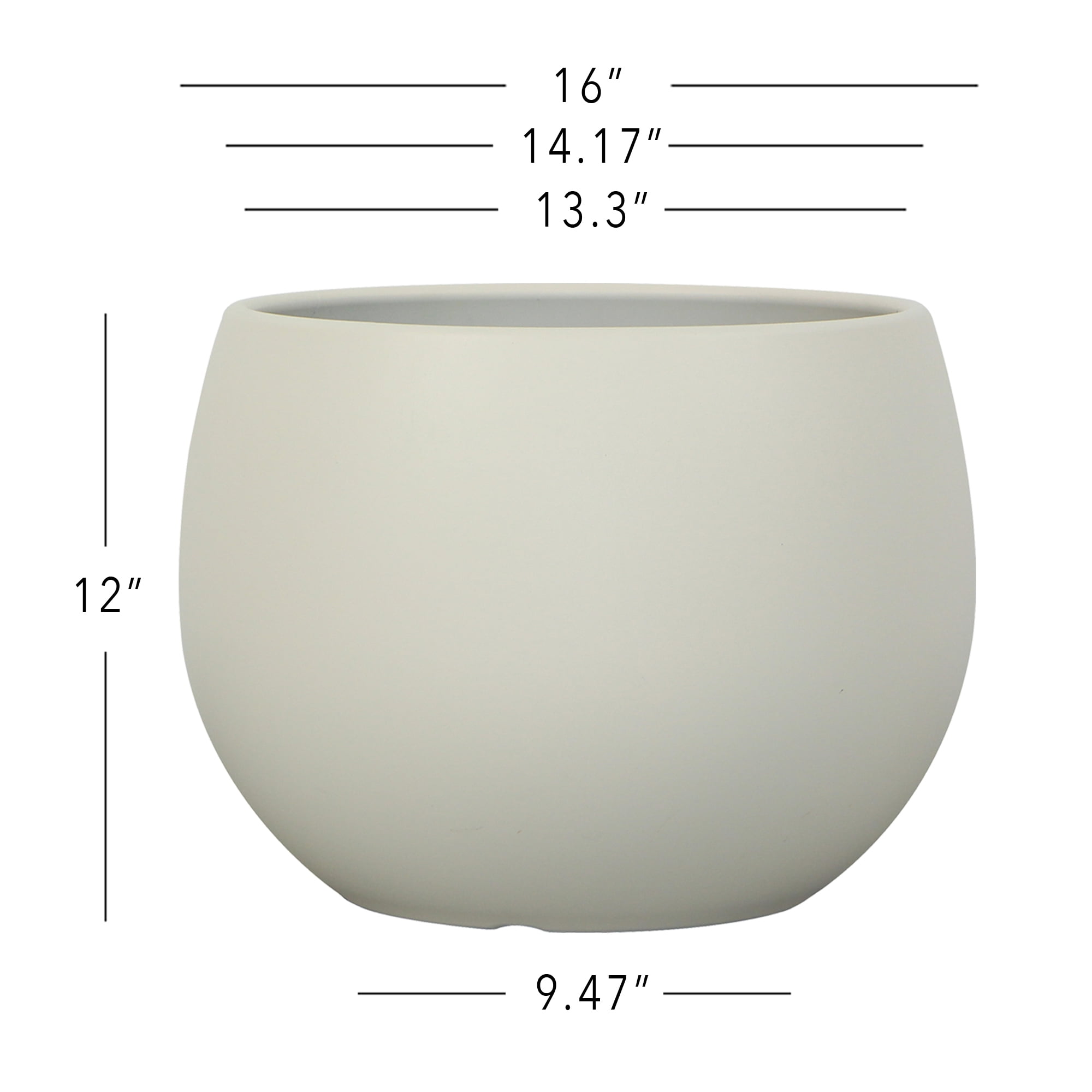 Mainstays Jordan 16" x 16" x 12" Large Round Vanilla Dream Resin Planter