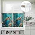 thumbnail image 5 of Kitchen Window Curtains Valance and Tier Set, Underwater Turtle Coral Starfish Flower Rod Pocket Tier Curtain Valance Set, Summer Sea Water Light Filtering Cafe Curtains for Bedroom Living Room, 5 of 9