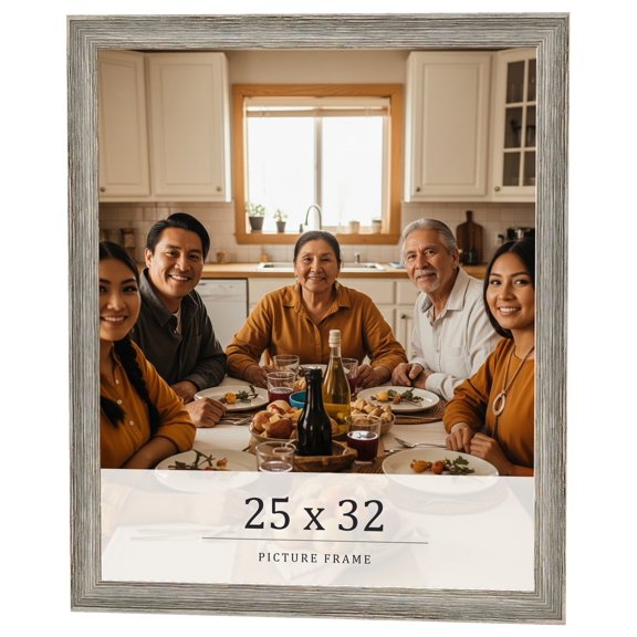 25x32 Frame Grey Solid Wood Picture Frame Width 1 Inches | Interior Frame Depth 0.5 Inches |