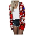 thumbnail image 4 of Cardigan Ample à Imprimé de Noël pour Femmes à Manches Longues Manteau Blouse d'Automne, 4 of 7