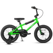 Glerc 14 Inch Little Kids Bike for 3 4 5 Years Old Boys Girls Beiginner Riders BMX Style Bicycle with Training Wheels Coaster & Rear V Brake, Green