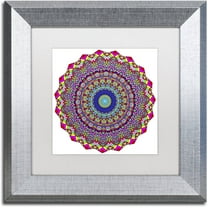 Trademark Fine Art "Kisses Mandala in Red" Canvas Art by Kathy G. Ahrens, White Matte, Silver Frame