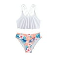 thumbnail image 1 of Qudderr 7-14T Girls Swimsuit Summer Ruffles Printed Two Pieces Bikini Set Spaghetti Strap Swimwear Bathing Suits Outfit for Teen Kids, 1 of 9
