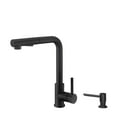thumbnail image 2 of Stylish Single Handle Ht 12 ⅝” Matte Black Kitchen Faucet with Soap Dispenser K130NS01N, 2 of 10