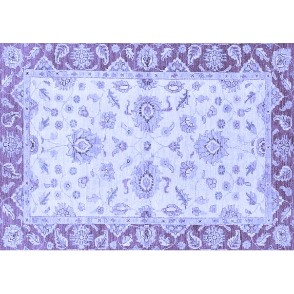 Ahgly Company Machine Washable Indoor Rectangle Oriental Blue Traditional Area Rugs, 8' x 12'