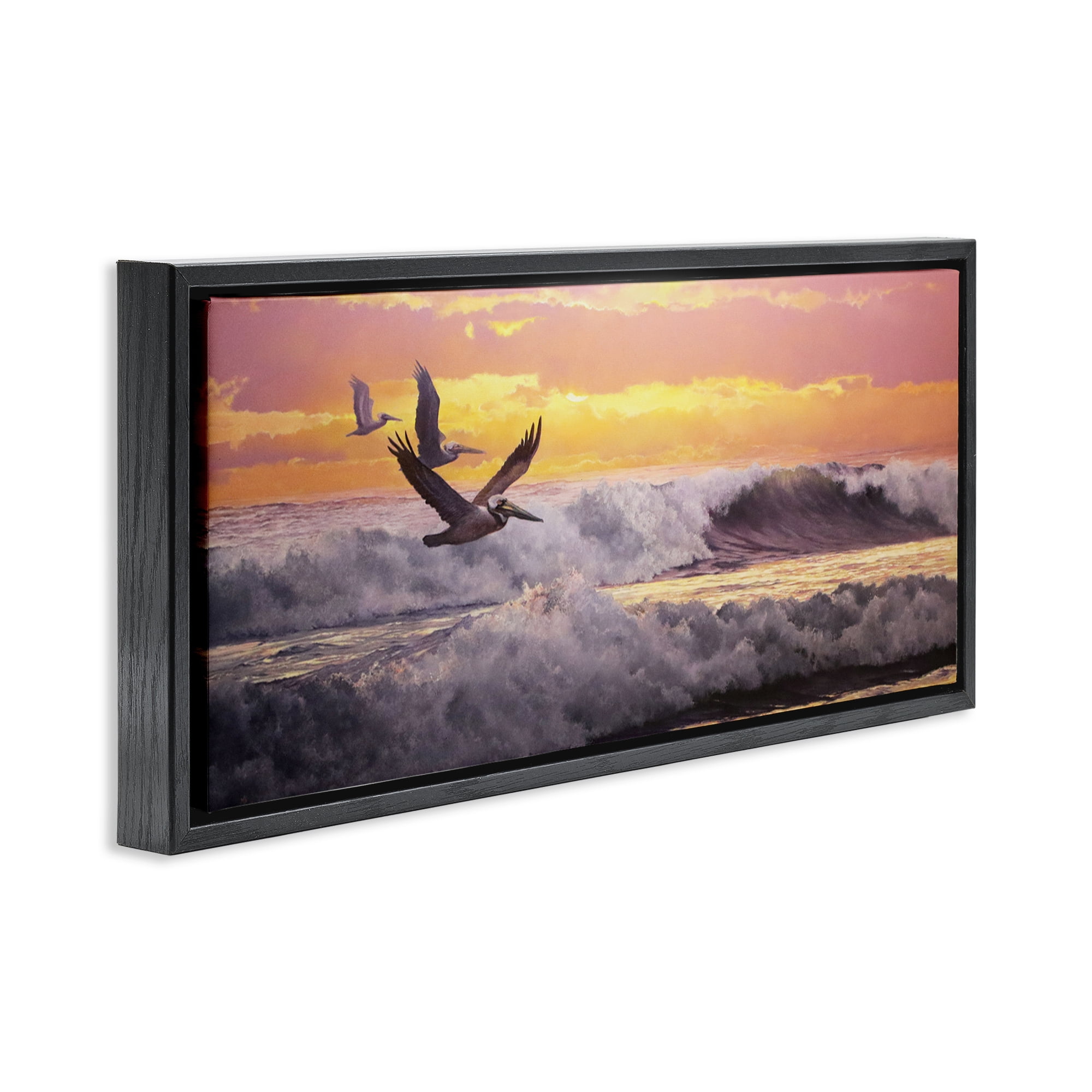 Stupell Industries Eternal Rhythms Seascape Landscape & Nature Photography Black Floater Framed Canvas Art Print Wall Art, 25 x 11