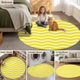 thumbnail image 6 of Area Rug 36in, Yellow Striped Texture Water Ripple Floor Carpet Living Room Rug, Abstract Minimalist Wave Non-Slip Welcome Mat Indoor Rugs for Bedroom Dining Room, 6 of 9