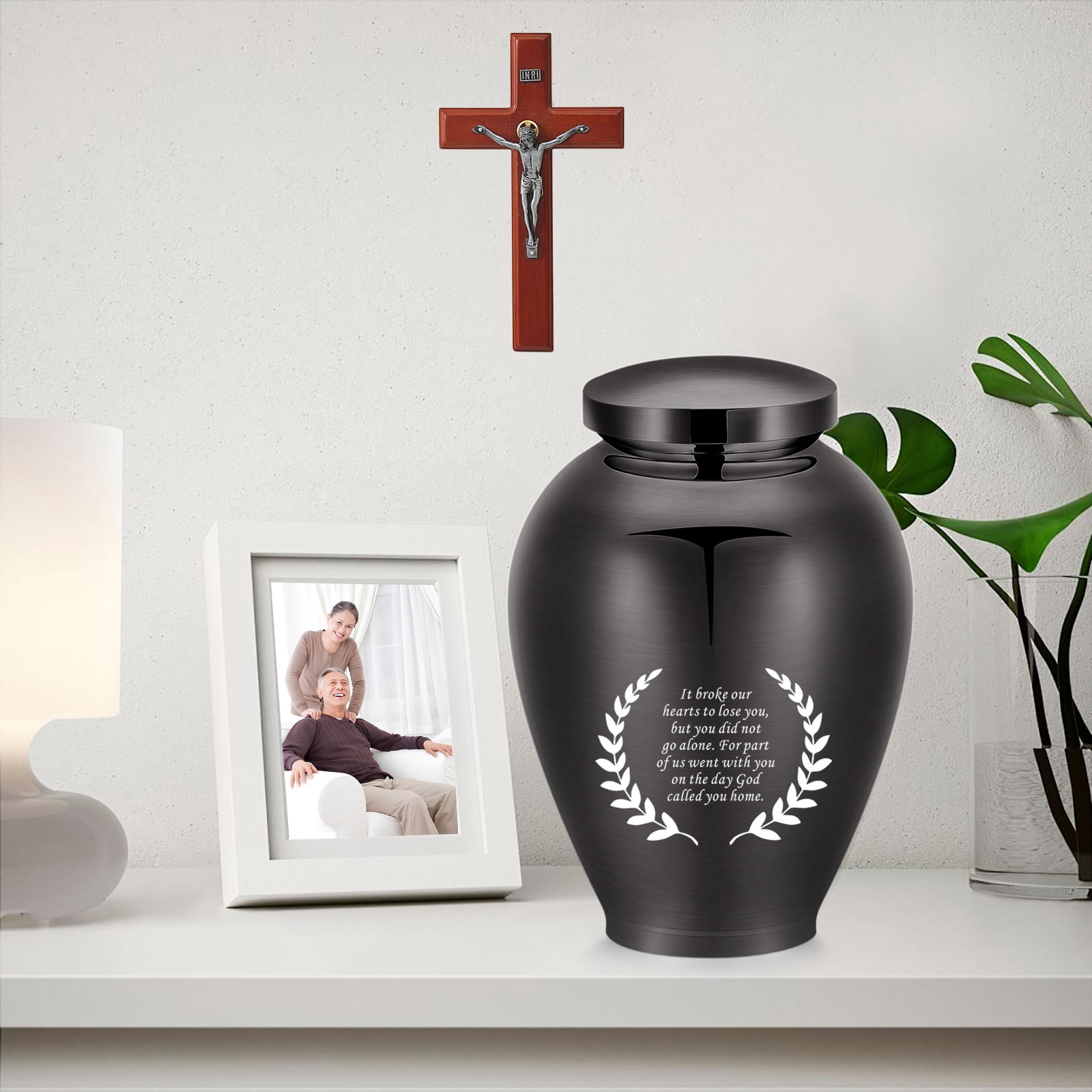 Olive Leaf Human / Pet Urn for Ashes 8.26 Inches Keepsake Urn for Human / Pet Ashes Olive Leaf Mini Urn Stainless Steel Ashes Holder Big Ash Urn for Ashes