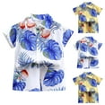thumbnail image 4 of ZACPNCV Boys Summer Short Hawaiian Outfit Short Sleeve Button Down Shirt and Shorts Yellow 3-4 Years, 4 of 4