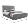 thumbnail image 6 of Meridian Furniture Zara Contemporary Gray Velvet Full Bed, 6 of 6