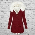 thumbnail image 2 of BiZtdJrK Womens Winter Coats Fluffy Faux Fur Lined Parka Jackets Plus Size Thicken Warm Hooded Jackets Solid Color Sherpa Outerwear with Pockets Lightening Sale Wine 4XL, 2 of 4