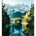 thumbnail image 3 of Landscape Duvet Cover Set, Mountain Lake in Northern Germany Frozen Peaks Water Winter Season Life, Decorative 2 Piece Bedding Set with 1 Pillow Shams, Twin Size, Green White, by Ambesonne, 3 of 3