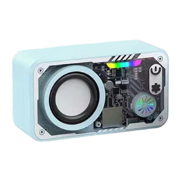 Altavoz portátil inalámbrico rectangular para hombres, regalo, diseño transparente, subwoofer para Azul