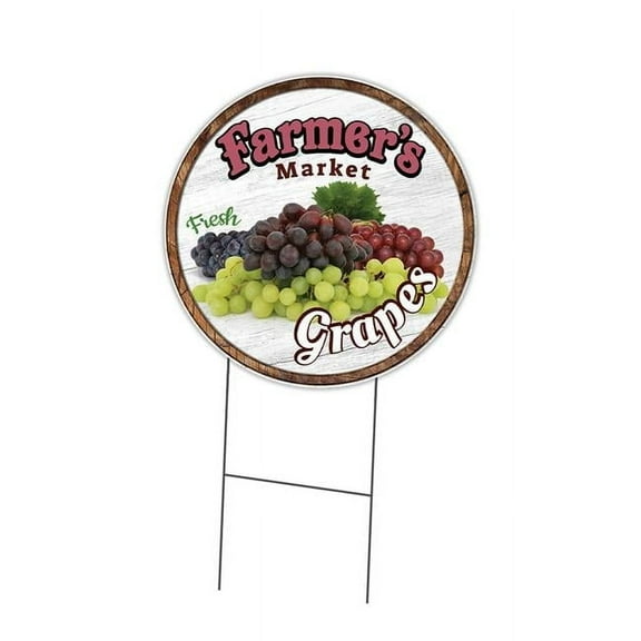 SignMission C-16-CIR-WS-Grapes 16 x 24 in. Corrugated Plastic Sign with Stakes Circular - Farmers Market Grapes