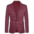 thumbnail image 2 of Cloudstyle Men's Slim Fit Smart Casual Plaid Single-Breasted One-Button Notch Lapel Two-Piece Suit - Spring/Fall Wrinkle-Resistant Regular Length Round Hem, 2 of 16