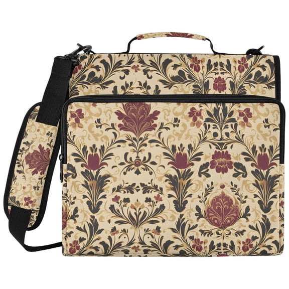 ALAZA Zipper Binder Retro Flower Pattern 2 inch 3 Ring 500 Sheet Capacity Trapper Keeper File Folder Organizer Bag