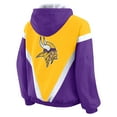 thumbnail image 3 of Women's WEAR by Erin Andrews Gold/Purple Minnesota Vikings Retro Crinkle Full-Zip Hoodie Windbreaker, 3 of 5