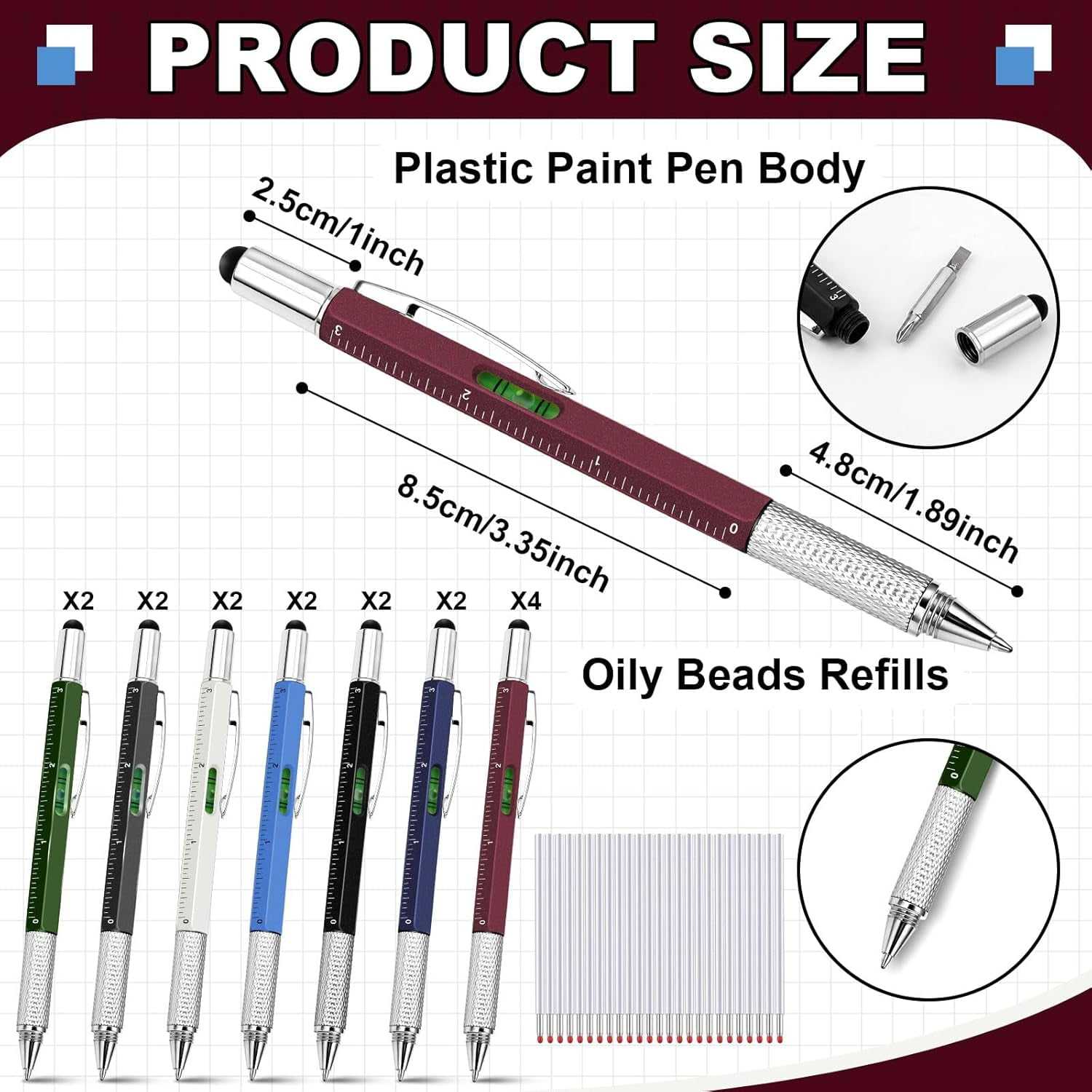 LABAKUI-16 Pcs 6 in 1 Multitool Pen Stocking Stuffer for Dad Gift for Men